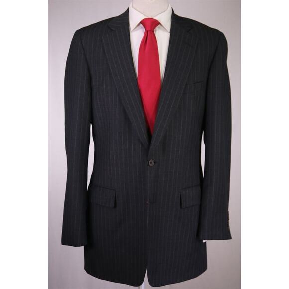 Paul Stuart Charcoal Gray Chalkstripe 2-Btn Super 110's Wool Suit 41XL - Picture 2 of 9
